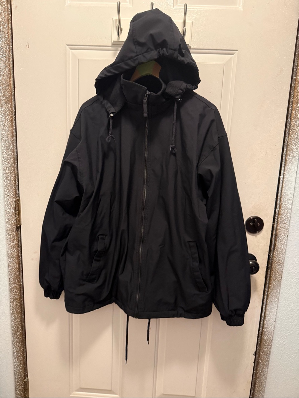 Men's Black Hooded Zip-Front waterproof Jacket